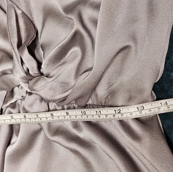 4/$20 She & Sky | Champagne Satiny Front Tie Detailed Blouse size Medium - Picture 9 of 10